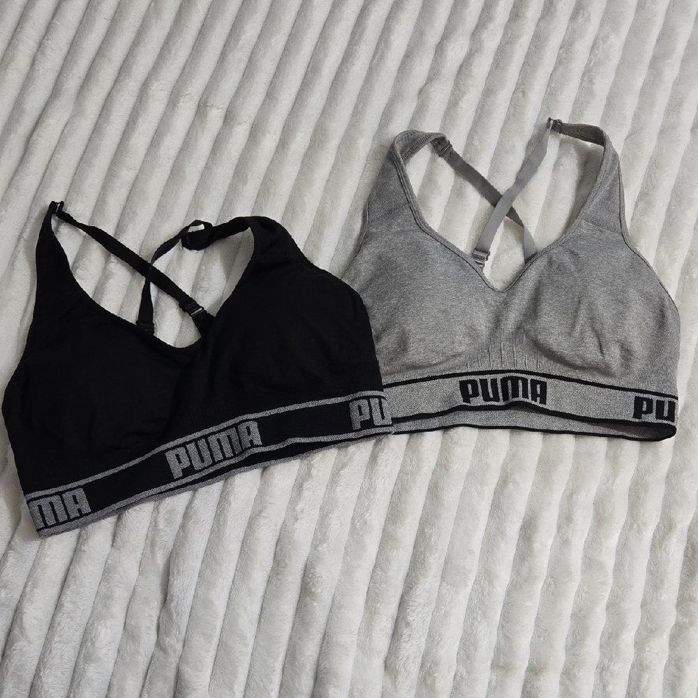 PUMA Black and Gray Sports Bras Set